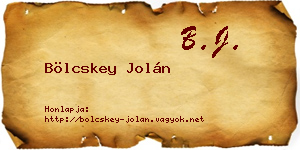 Bölcskey Jolán névjegykártya