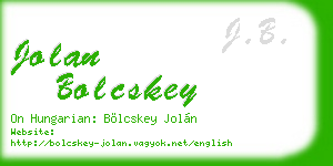 jolan bolcskey business card
