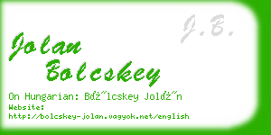jolan bolcskey business card